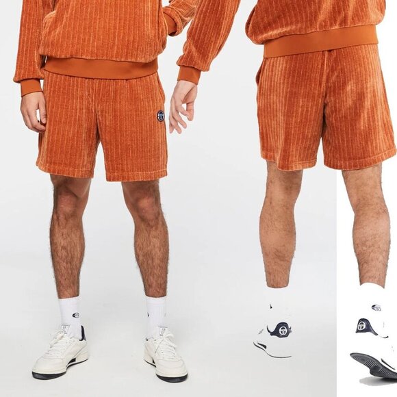 Sergio Tacchini Chenille Velour Short Textured Bombay Brown Sportswear Mens S - Picture 1 of 8